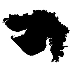 Gujarat black map on white background vector