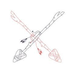 Hand drawn stone and wood arrow. Tribal vector illustration