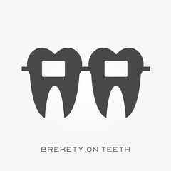 Silhouette icon brekety on teeth