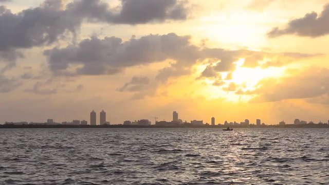 Miami Beach, Florida City Scape Skyline View During Evening Sunset