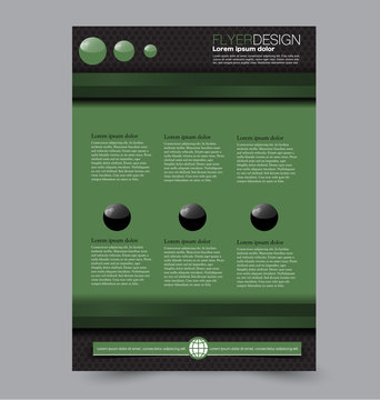 Flyer template. Abstract brochure background. Business corporate style concept. Vector illustration.  Green and black color.