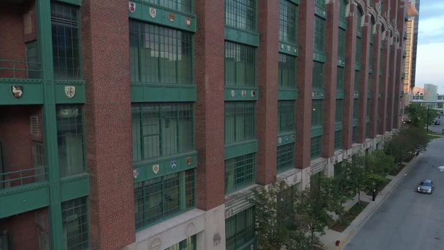 Aerial rising shot of the Equinix Data Center Chicago