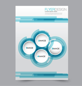 Flyer template. Abstract brochure background. Business corporate style concept. Vector illustration.  Blue color.