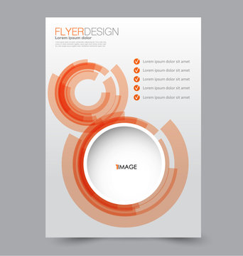 Flyer template. Abstract brochure background. Business corporate style concept. Vector illustration.  Orange color.