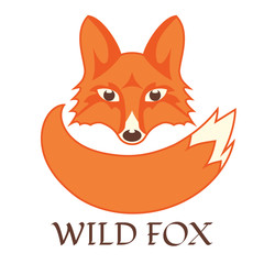 Logo fox, symbol of forest, wildlife. Concept smart animal, illustration on white background. Flat modern design