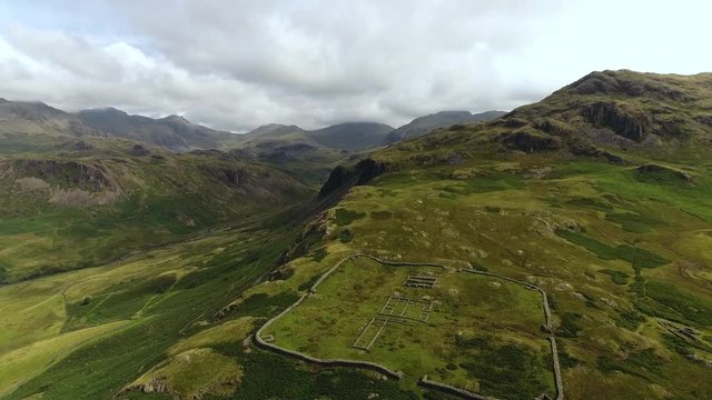 Roman fort ruins aerial view.