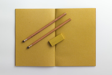 Top view of the brown notebook