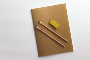 Top view of the brown notebook