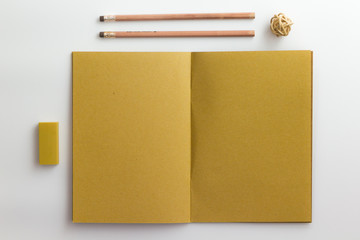 Top view of the brown notebook