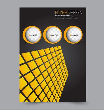 Flyer template. Abstract brochure background. Business corporate style concept. Vector illustration.  Black and yellow color.