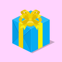 Gift box with ribbon isometric vector illustration