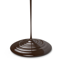 dark chocolate pouring isolated