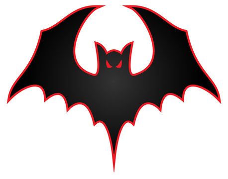 Bat with wings spread logo vector illustration