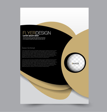 Flyer template. Abstract brochure background. Business corporate style concept. Vector illustration.  Brown and black color.