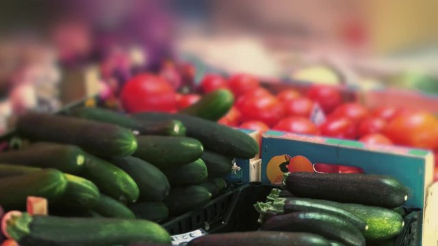 Vegetables stall at the local farmers market