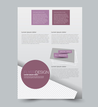 Purple Flyer Vector Design Template Set. Business Brochure. Annual Report Or Magazine Cover.