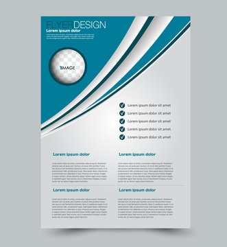 Blue flyer vector design template set. Business brochure. Annual report or magazine cover.