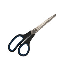 Black and blue scissors isolated on white background with clipping path