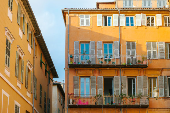 Colorful buildings in the old town of Nice, France