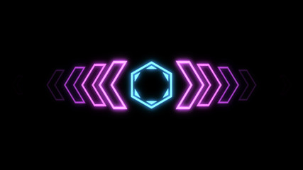 Futuristic screensaver with hex corner. HUD Heads Up Display Scanner high tech target digital read out. Abstract digital background with geometric particles.