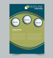 Blue and green flyer vector design template set. Business brochure. Annual report or magazine cover.