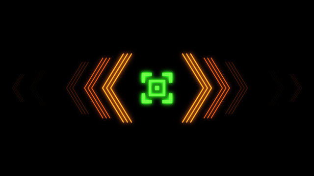 Futuristic screensaver with hex corner. HUD Heads Up Display Scanner high tech target digital read out. Abstract digital background with geometric particles. - Powered by Adobe