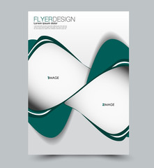 Green flyer vector design template set. Business brochure. Annual report or magazine cover.