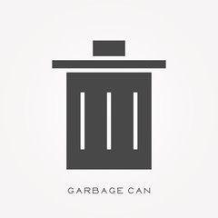 Silhouette icon garbage can