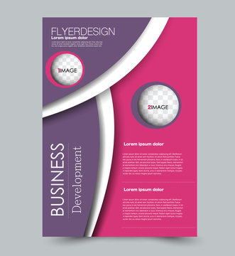 Pink and purple flyer vector design template set. Business brochure. Annual report or magazine cover.