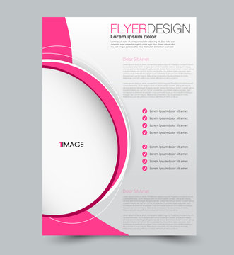 Pink flyer vector design template set. Business brochure. Annual report or magazine cover.