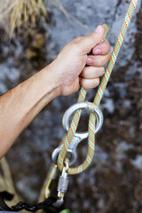 Figure eight and a climbing rope