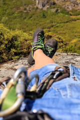 Relaxing after a mountain climb