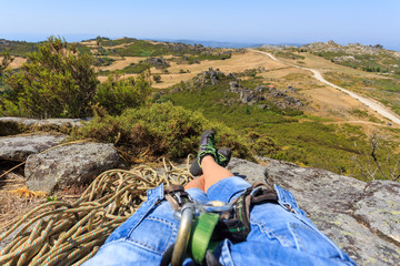 Relaxing after a mountain climb