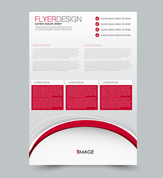 Red flyer vector design template set. Business brochure. Annual report or magazine cover.
