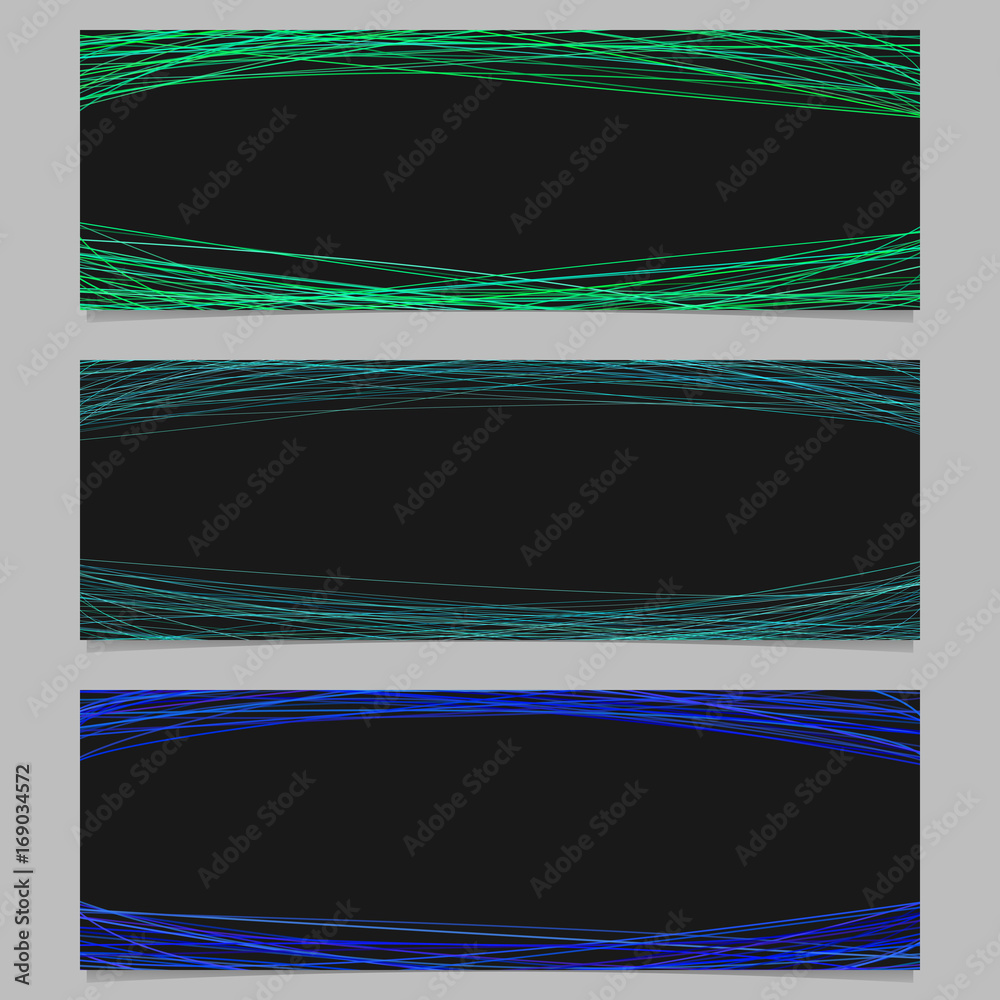 Poster color horizontal banner background template design set - vector graphic with random arched lines on 