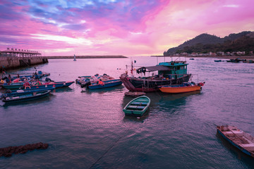 Fototapeta premium Sunset in Tai O fishing village, Hong Kong