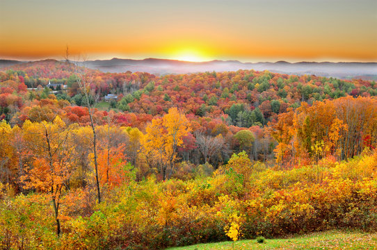 Autumn landscape in Blue Ridge Parkway, North Carolina USA