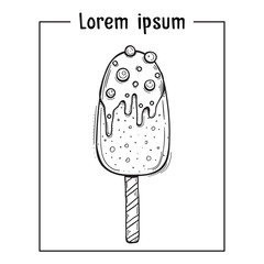 Sketch graphic icecream on a stick, vector drawing