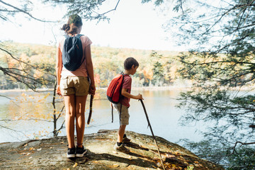 children on hike in New England