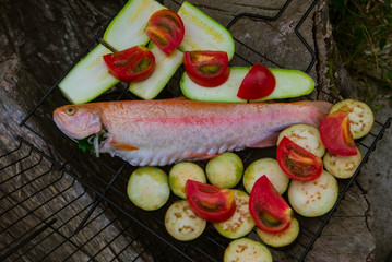 fresh trout with grilled vegetables