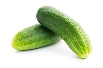 Fresh green cucumbers.