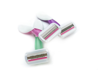 Ladies razors on a white background.
