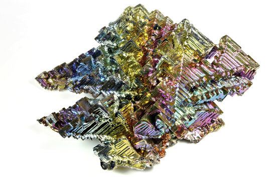 bismuth crystal isolated on white background