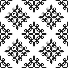 Vector classic ornamental black and white pattern. Seamless abstract background with repeating elements