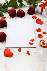 Red roses and card
