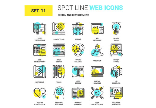 20 Yellow and Cyan Development Icons 1