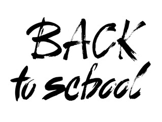 Back to school - lettering calligraphy phrase, handwritten text isolated on the white background. Fun calligraphy for typography greeting and invitation card or t-shirt print design.