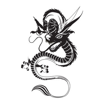 Chinese dragon flat vector illustration