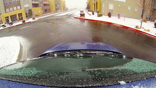 Snowy Car Drive Windsheild Wipers 48fps