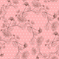 Flowers -  decorative composition. Seamless pattern. Use printed materials, signs, items, websites, maps, posters, postcards, packaging.